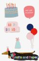 ξυλινα αυτοκολλητα 3D σετ 12τεμ. h. birthday