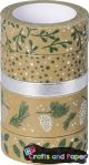 Washi tapes Xmas κραφτ/πρασ. λευ σε σετ 5 τεμ.