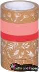 washi tapes σετ 5τεμ. leaves ροζ